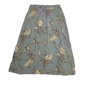 VINTAGE 90s skirt floral blue‎ rayon grunge midi M